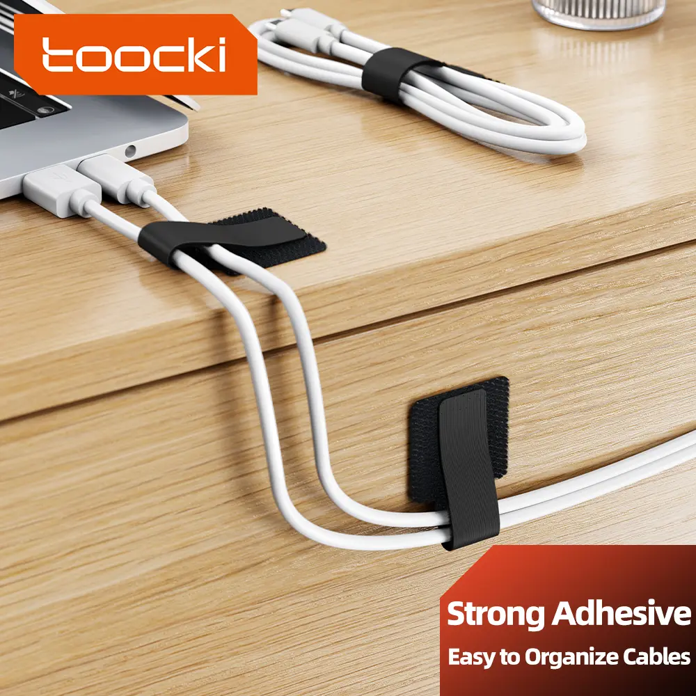 Toocki 5/10/20pcs Back-glue Adhesive Cable Ties Multifunctional Velcro Tape Strong Adhesive Interlocking Bundling Tape Neat Organize Polyamide Power Cable