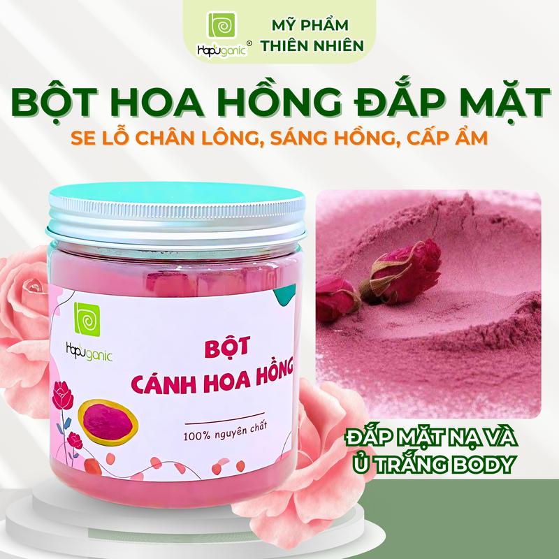 Hũ Bột Cánh Hoa Hồng Nguyên Chất Giảm Mụn Chống Lão Hóa Sáng Da Hapuganic Chính Hãng
