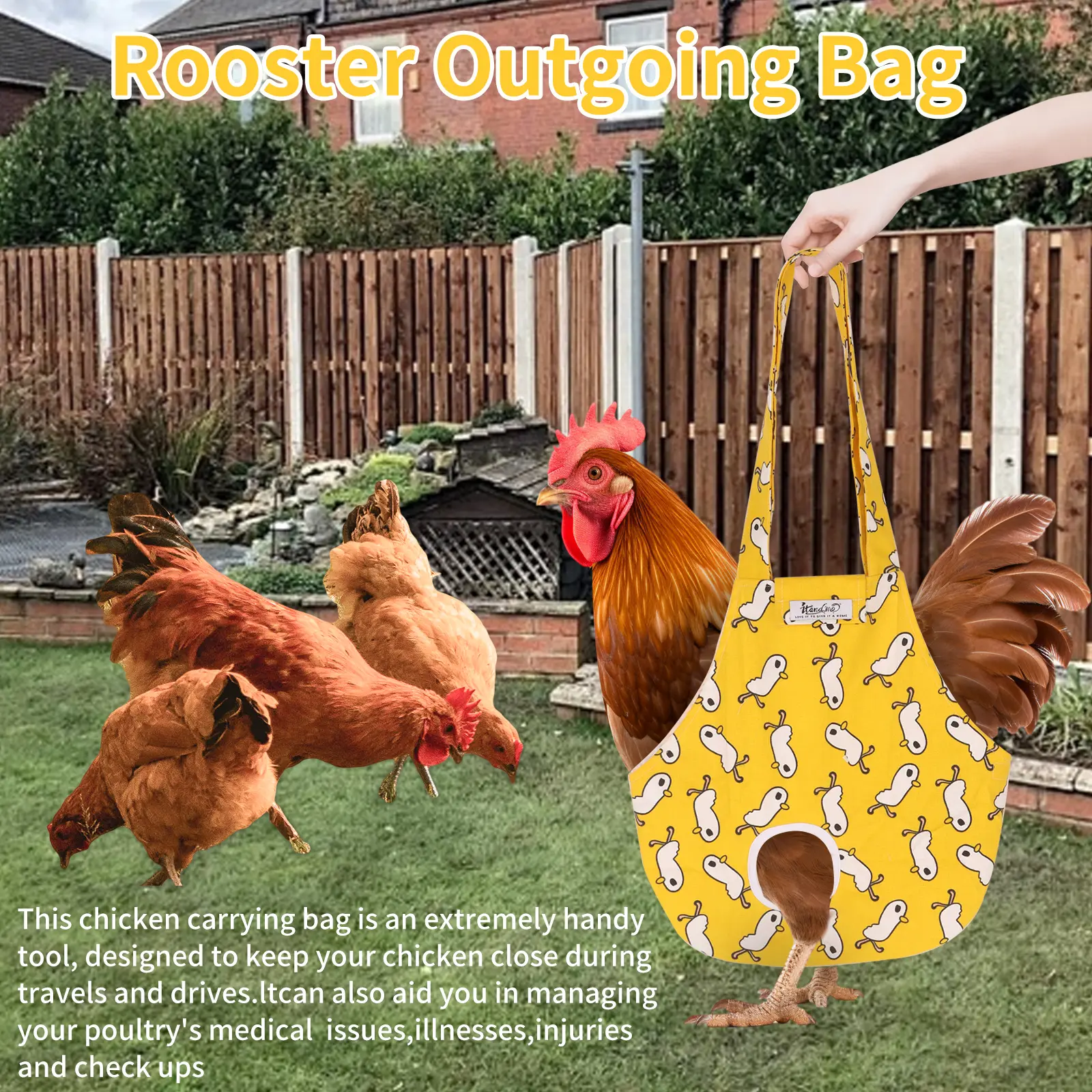 Pet Chickens and Ducks Out Bag Travel Crossbody Pet Chickens and Ducks Auxiliary Strap Out Bag with Poop Pocket Waterproof Cole Duck Tote Travel Bag