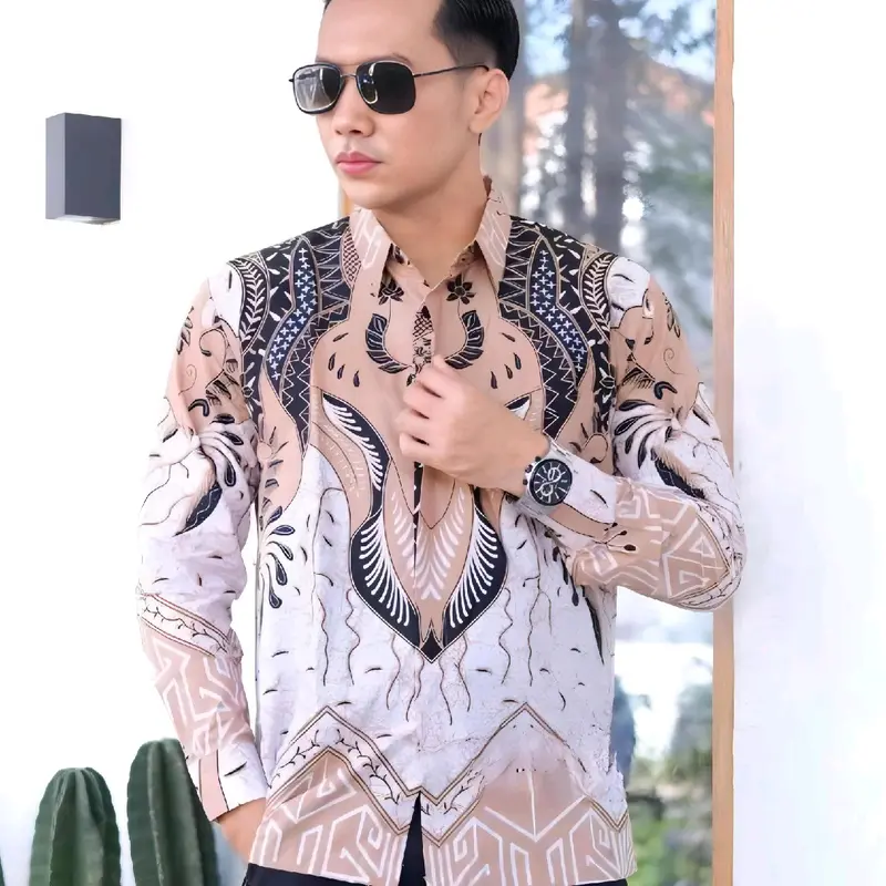Kemeja Pria Lengan panjang Baju Kerja Batik formal Motif Seragam Kantor Nyaman Casual 8