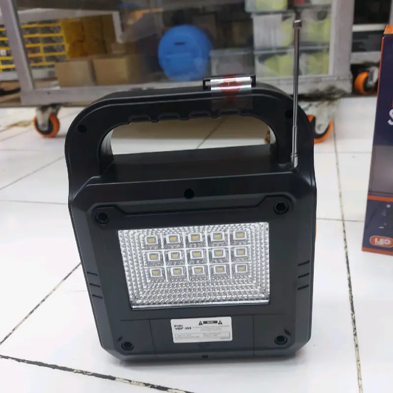 Solar Panel Bank Light 6.000 mAh Speaker Bluetooth Radio Senter Plus Lampu Bohlam 3 Pcs Ysf 200 1