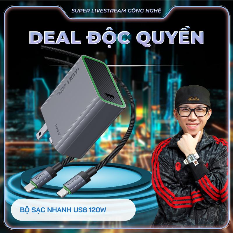 TRANYOO x LINHAN Bộ Củ Sạc Nhanh GaN Pro+ 120W Tranyoo US8 Cổng Type-C Sạc Nhanh W PPS PD3.1 UFCS - Sạc Cho Điện Thoại Và Laptop Chuẩn PD củ sạc 120w sạc nhanh 120w Phụ Kiện sạc điện thoại laptop