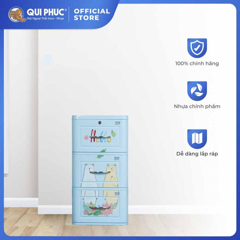 Tủ nhựa Lucky 3 tầng QUI PHÚC, nhỏ gọn, tiện lợi, phù hợp mọi không gian, dễ lắp ráp