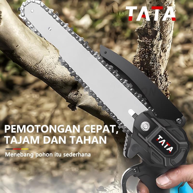 TATA gergaji listrik mini gergaji listrik tanpa kabel 8 Inch Gergaji listrik kecil rumah tangga/6 Inch 2 Baterai gergaji listrik genggam mini portabel Gergaji Listrik 48 Volt Chain Saw 4 Inch Chain Saw Cordless Gergaji Pemotong Kayu gergaji mesin min 5