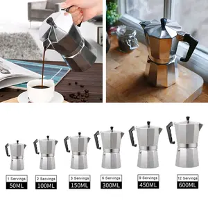 Moka Pot 3-12 CUP 50-600ml Coffe Espresso Maker Alat Seduh Buat Kopi Moka Pot Teko Stovetop Kopi