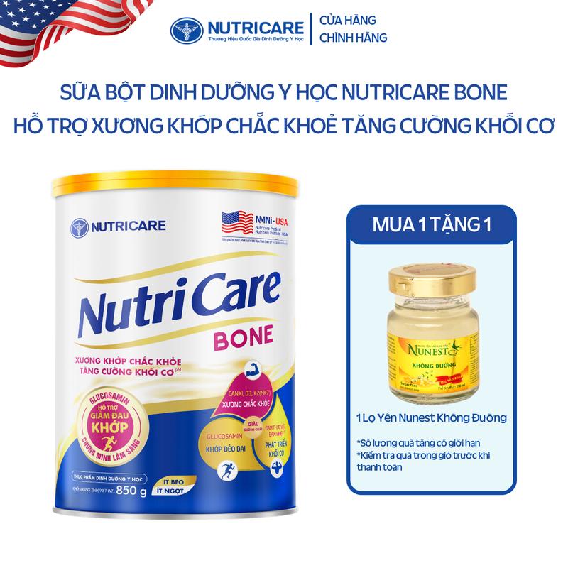 Sữa Bột Nutricare BONE Giúp Xương Khớp Chắc Khoẻ Tăng Cường Khối Cơ Sữa Ít Ngọt 850G Lon