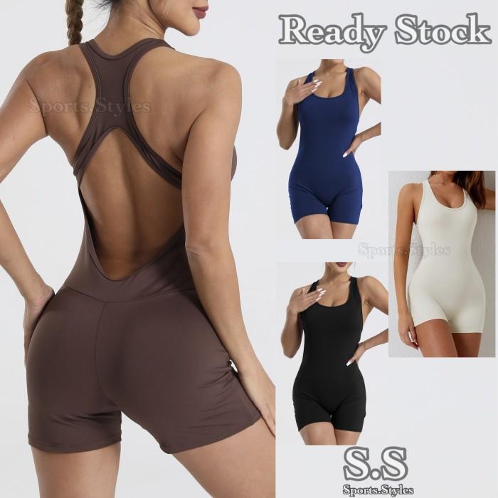 sportsstyles Jumpsuit wanita GL23003 olahraga gym fitnes - Navy, S 1