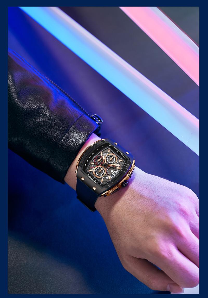 Product Introduction of 【003Harga telah diganti, cepat beli】BIDEN Jam Tangan Pria Anti Air Olahraga Multifungsi Tali Silikon Pria Jam Tangan Cowok Original YNR028 15