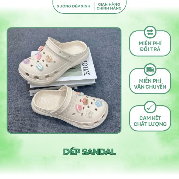 Tặng kèm charm Dép sandal nữ đi học Dép sục nữ có quai đi học kèm charm chất eva Xưởng Dép Xinh