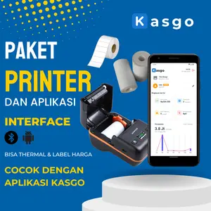 Paket Printer Bluetooth Portable Thermal Dan Label Free Kertas Label Thermal Kasgo POS
