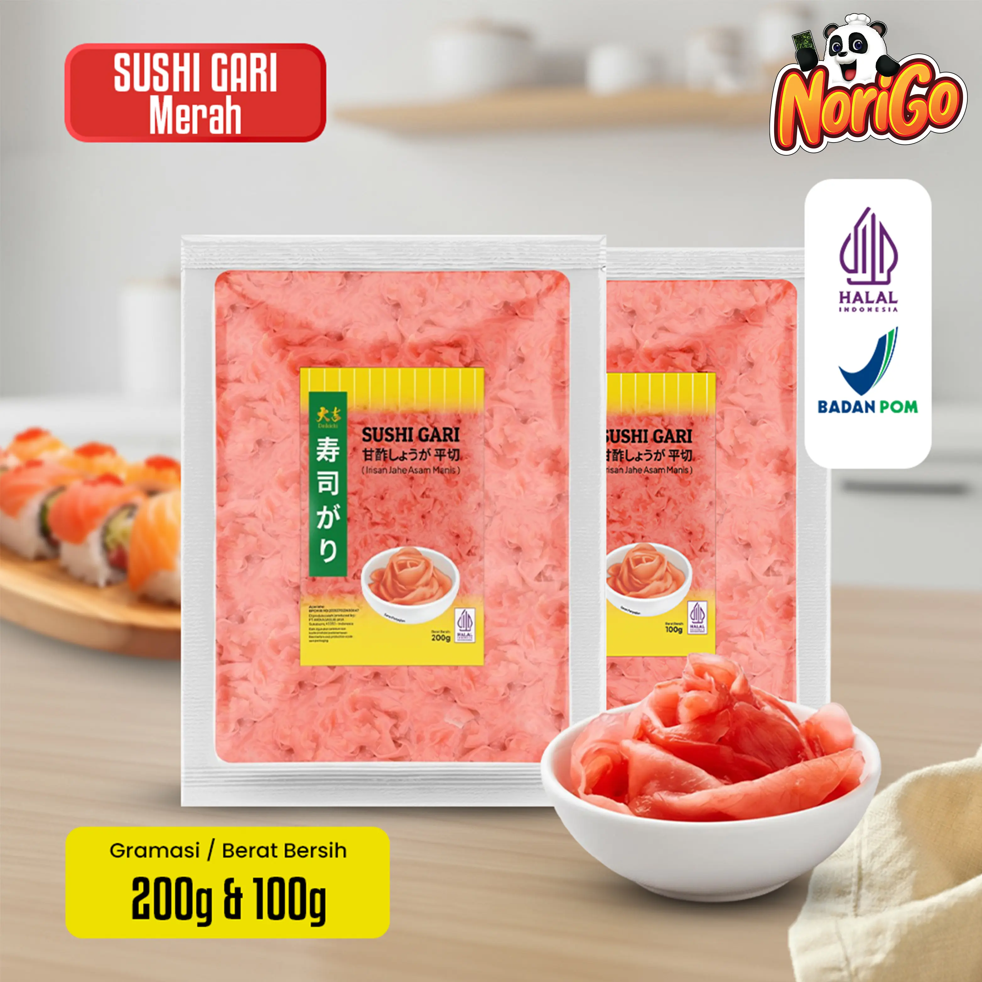 DAIKICHI Sushi Gari Merah / Acar Jahe Merah / Pickled Red Ginger - 200 gr HALAL