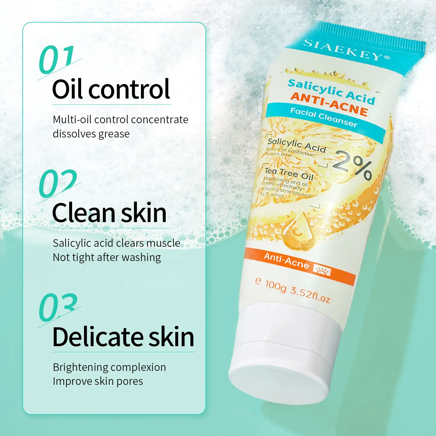 【FDA Anti-acne Salicylic Acid Anti Cleanser 100g】 Buy 1 Take 1 salicylic acid cleanser Salicylic Acid Anti-Acne Cleanser Pore Control, Oil Control, and Moisturizing - 100g - Comfort, Skincare, Cleansing, Facial Wash ,Skin Repair