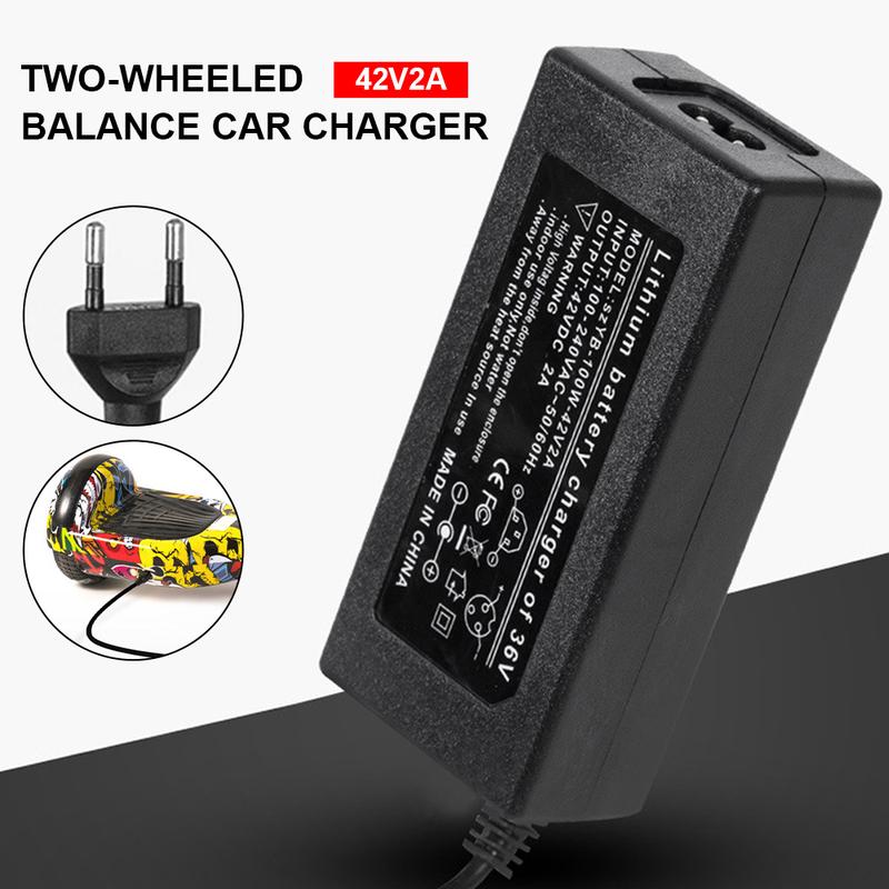 Battery Charger 42V 2A Lithium Battery Charger Adapter(EU) 3Pin for Electric Scooter Hoverboard Balanced Wheel Cable Charging 0