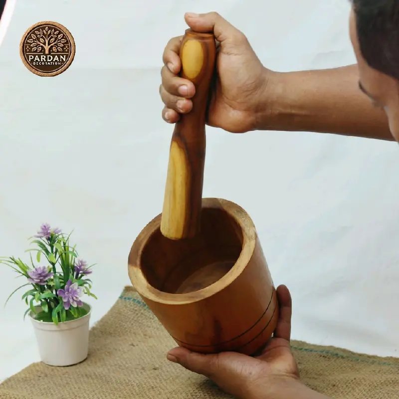 LUMPANG / LESUNG 100% KAYU JATI ASLI, FOOD GRADE - AMAN BUAT MAKANAN Kitchenware ,Bulat 3