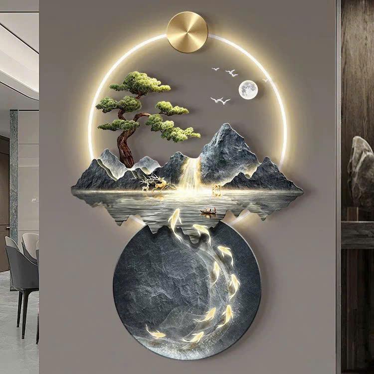 Tranh treo tường có đèn led Mẫu Công làm từ gỗ và mica dầy 3li có đèn led neon 12v tranh trang trí tranh treo phòng ngủ tranh treo phòng khách decor mọi không gian