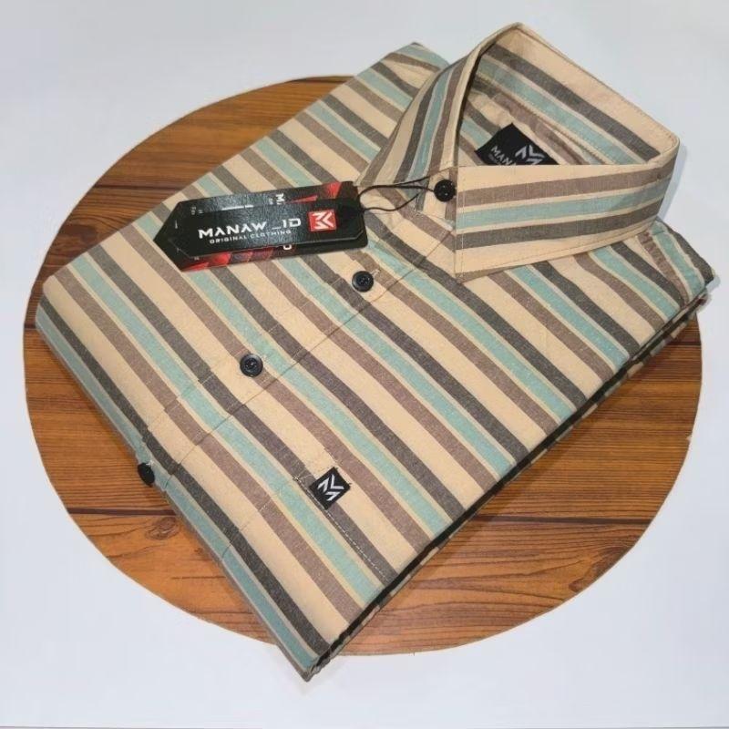 kemeja pria lengan pendek - kemeja pria kotak-kotak - kemeja pria lengan pendek salur 5