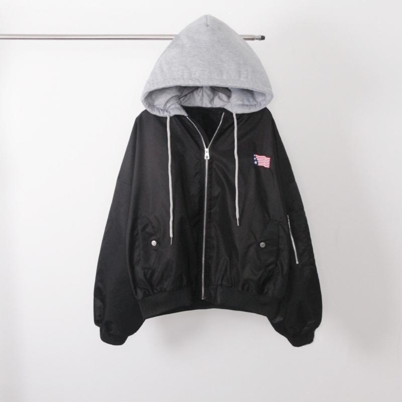 Áo khoác bomber gió mũ chùm lót nỉ phối cờ KPis Clothes