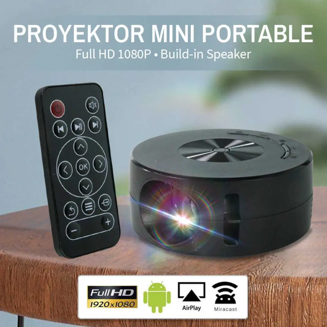 Luxuglow ルググロウ Proyektor Mini Portable LCD Full HD 1080P Built-in Speaker - Black