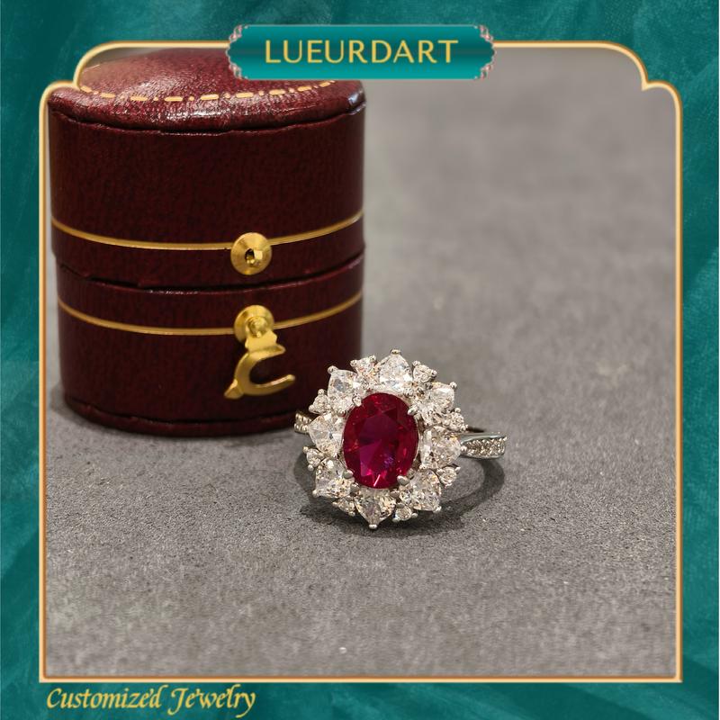Product Introduction of Red vintage European style necklace Ring earrings 3-piece set 925 1