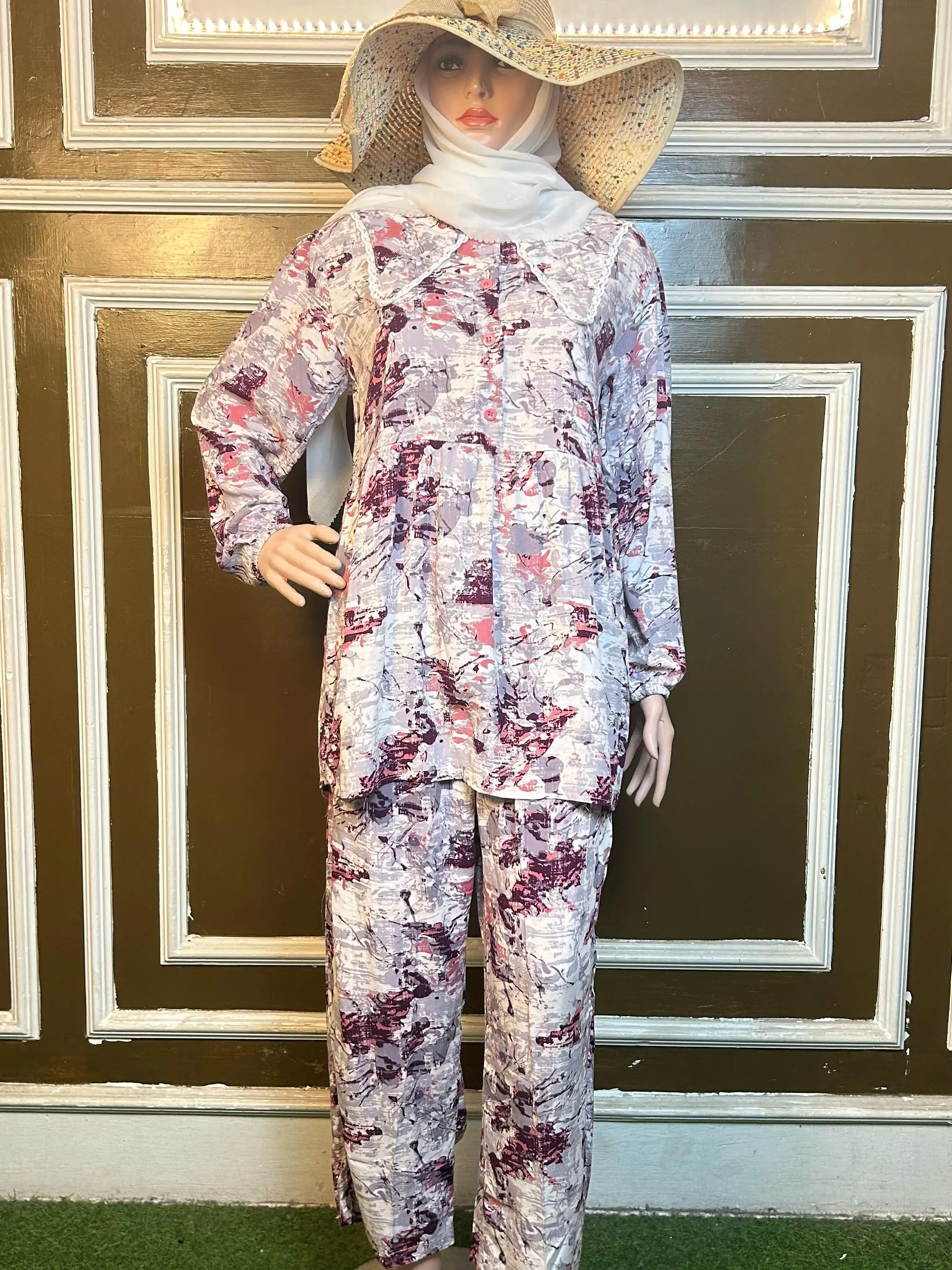 Oneset Premium Hijab Style  - Baju Celana Rayon - Muslim Pakaian Cewek Hijab Panjang Gamis - one set lebaran wanita