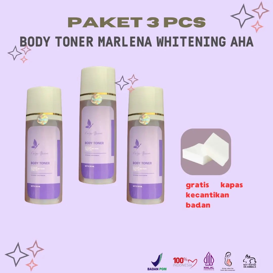 BELI 3 TONER BADAN MARLENA WHITENING AHA BPOM DAN KAPAS