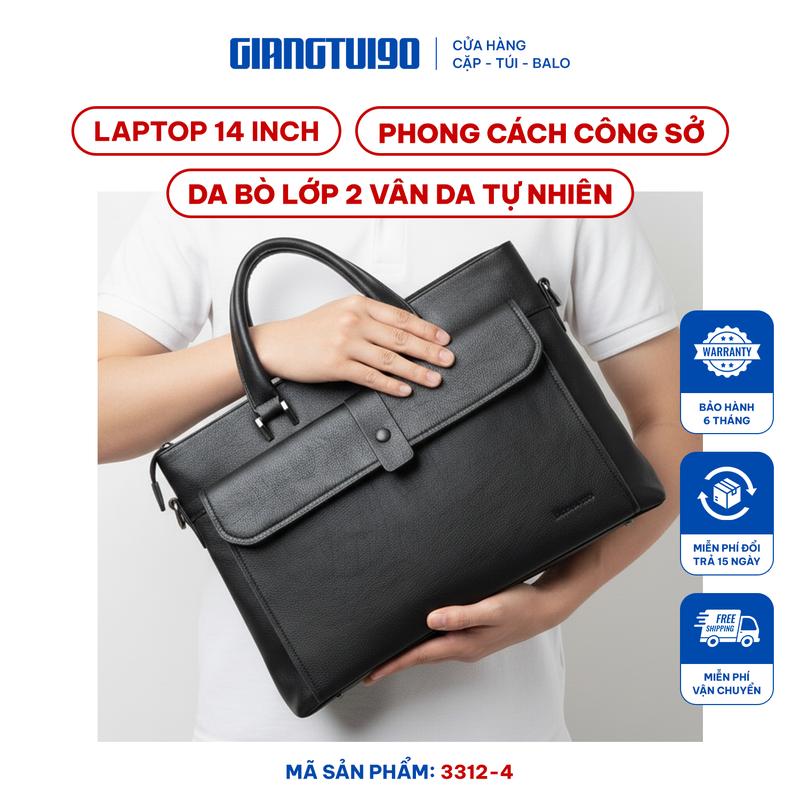    LIVE - 3312-4   Cặp Tab Nam Da Bò Mềm Size 38cm Đựng Lap 14inch Dáng Công Sở - Hàng Quảng Châu Cao Cấp 