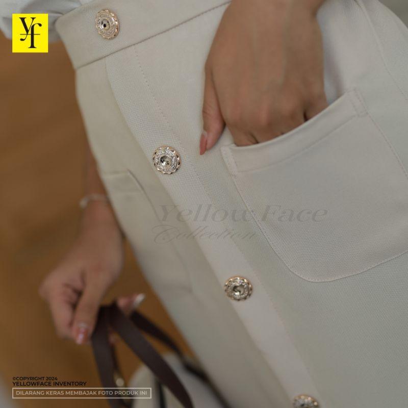 Yellowface Viona Skirt Bahan Semi Woll Premium / Rok Wanita Korean Style / Rok Span / Rok Kerja / Rok Santai Polos Kancing Tengah / Rok Model Midi dan Panjang 7