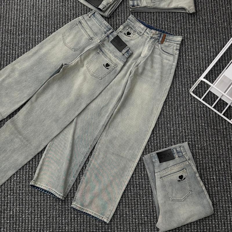 [ZINLY SHOP] Quần Jean Nữ Ống Suông Cạp Cao Màu Nhạt Túi Thêu Phối Dây Săn Nâu Lai Cuốn Vải Cotton Mềm Mát Không Co Giãn Q402 4