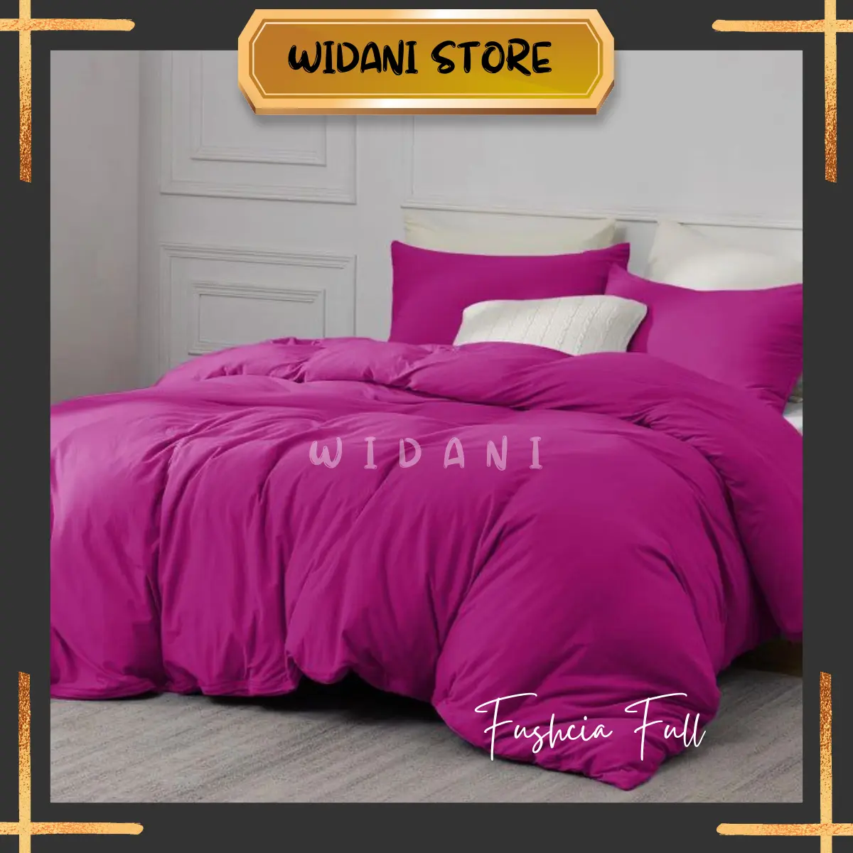 Bed Cover Set Fuschia Full - Set dengan Sprei Polos ukuran 90x200 100x200 120x200 140x200 160x200 180x200 200x200 [WIDANI STORE]