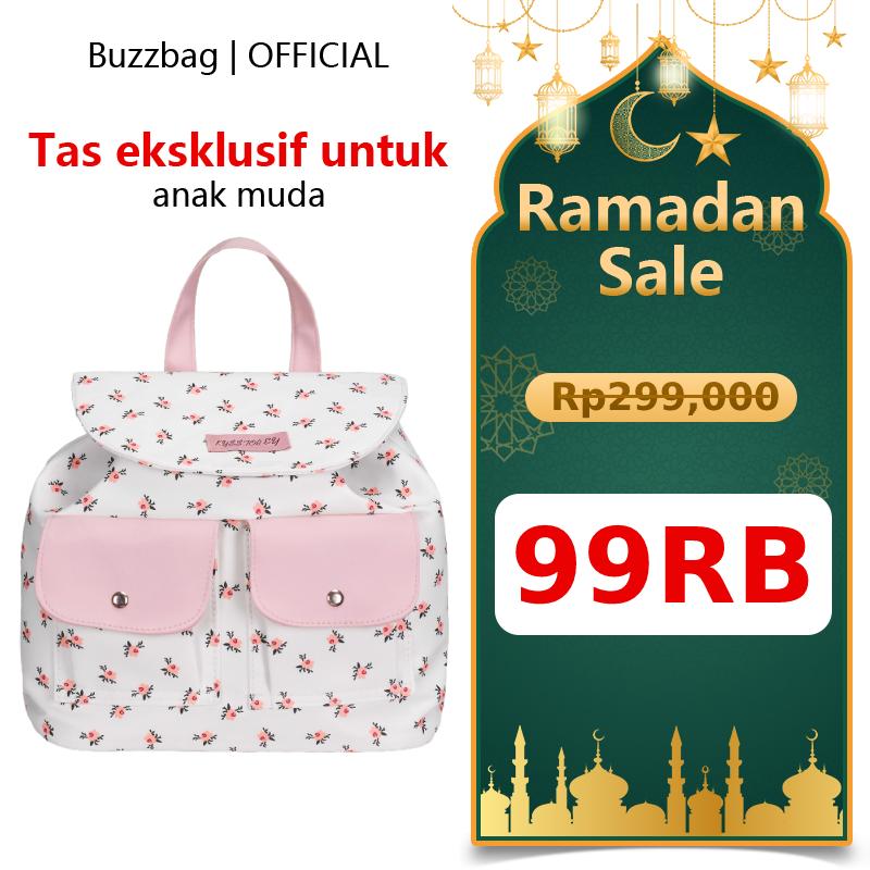 BuzzBag - Tas bahu ins kanvas bunga lucu tas sekolah wanita berkapasitas besar korea import fashion kuliah tas ransel laptop backpack tas sekolah wanita backpack lucu korea tas korean style tas sekolah muat banyak tas ransel wanita lucu 1