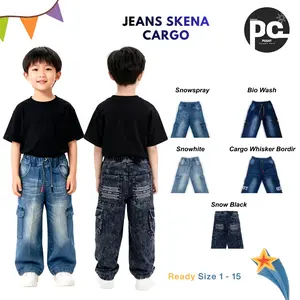 Celana Skena Jeans Cargo Anak Usia 1 - 15 Tahun Model Baggy Gombrong Fashion Laki-Laki Perempuan Unisex
