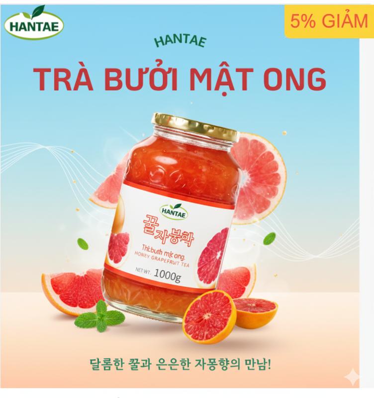 TRÀ BƯỞI MẬT ONG HANTAE 1KG - ( Nhẫn đắng) Trà mật ong, Mứt trái cây, mật ong - Từ bưởi tươi chọn lọc đến hương mật ong nguyên chất