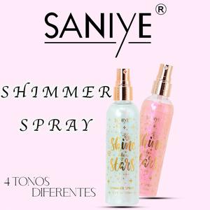 SANIYE Spray iluminador perlado Shimmer Spray, brillo colorido para una apariencia fresca y luminosa, 12 ml para rostro, cuerpo y cabello
