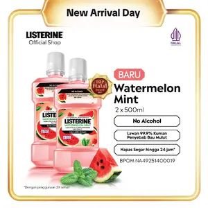 [New Arrival Day] LISTERINE Watermelon Mint Antiseptic Mouthwash / Obat Kumur Antiseptik Lawan Bau Mulut - 500 ml (PAKET ISI 2)