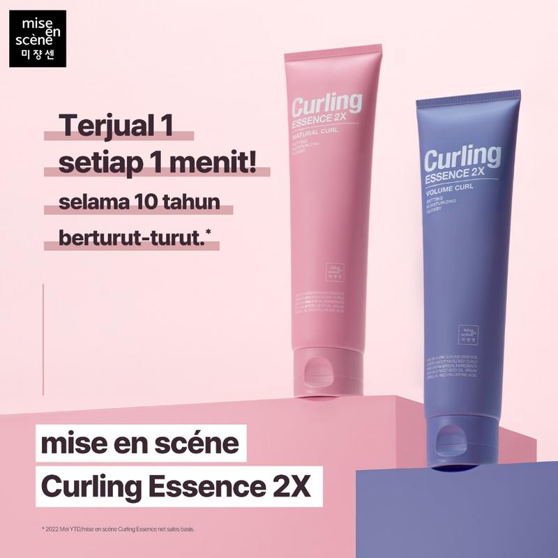 mise en scene Curling Essence 2X Volume Curl 150ml - Krim Rambut dengan Tekstur Ringan Untuk Styling Rambut Ikal Volume Tahan Lama Conditioner Kering 1