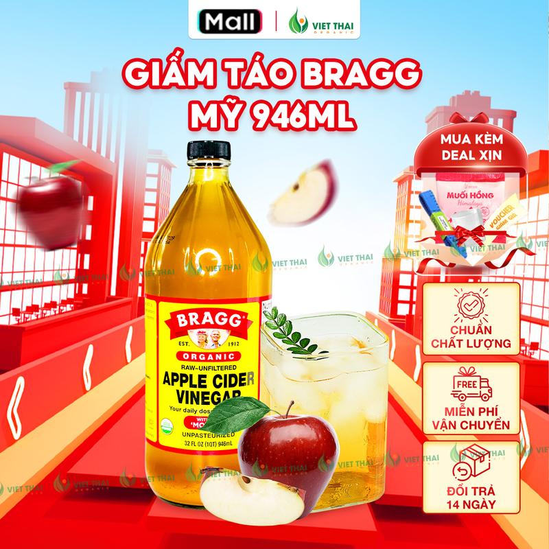   HOT  Giấm Táo Bragg 946ml Có Giấm Cái - Dấm Táo Mỹ Chính Hãng Thức Uống Healthy Eatclean Gia Vị Nấu Ăn Trộn Salad  Việt Thái Organic  