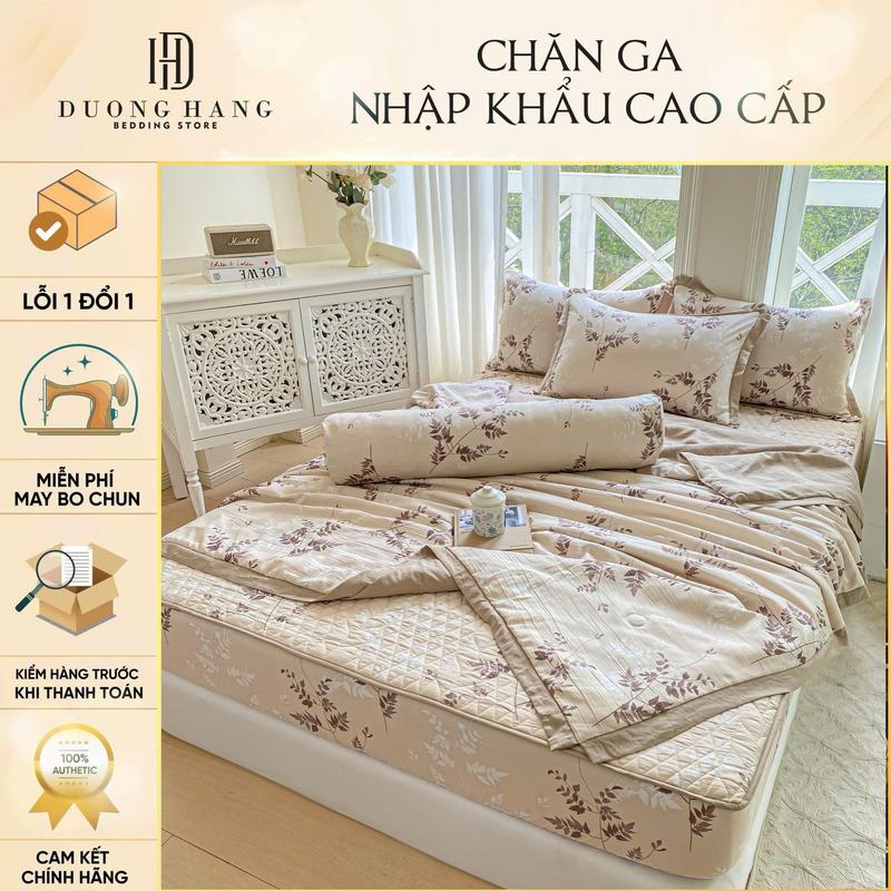 Bộ chăn ga COTTON ĐŨI ga trần + chăn trần + 2 vỏ gối + vỏ ôm - live