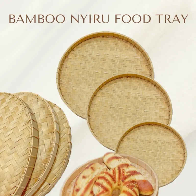 Bamboo Round Food Tray-Natural | Nyiru Bulat Anyaman Tampi | Style Decor Tray Dulang