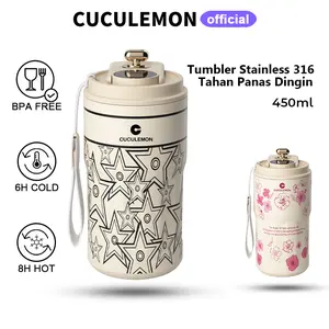 CucuLemon Termos Kopi Digital LED 450ml Tumbler Stainless Steel Botol Minum Vacuum Insulated Cangkir Mug