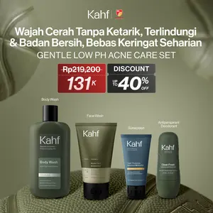[KAHF BUNDLE 4IN1 PAKET PERAWATAN DAILY USE ESSENTIALS] Paket Personal Care (Face Wash + Sunscreen Moisturizer + Body Wash + Deodorant) - Wajah Cerah Tanpa Ketarik, Terlindungi, Badan Bersih, & Bebas Keringat - Suitable for Daily Use