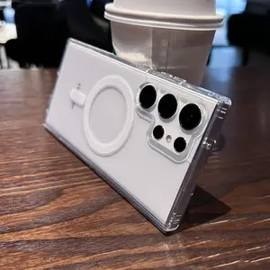 CrashStar Magsafe Magnetic Transparent Acrylic Anti-fall Phone Case For Samsung Galaxy S26 S25 Edge S24 S23 FE S22 S21 + Note 20 Ultra A57 A56 A55 A54 A37 A36 A35 A17 A16 A15 A06 A05S Wireless Charging Phone Cover Simple Clear Soft Edge Phone Casing