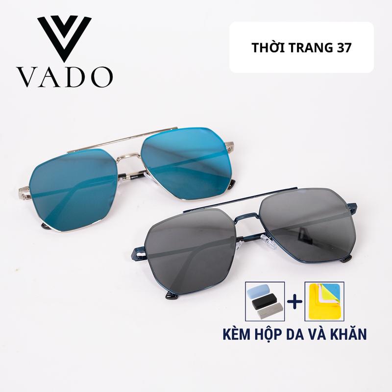 LIVE - THỜI TRANG 37 (TRÒNG POLAROID KO PHẢI THỦY TINH) - Mắt kính râm thời trang nam tráng gương , gọng kim loại, đi biển, đi chơi, đi đường - Đi kèm khăn hộp - VADO