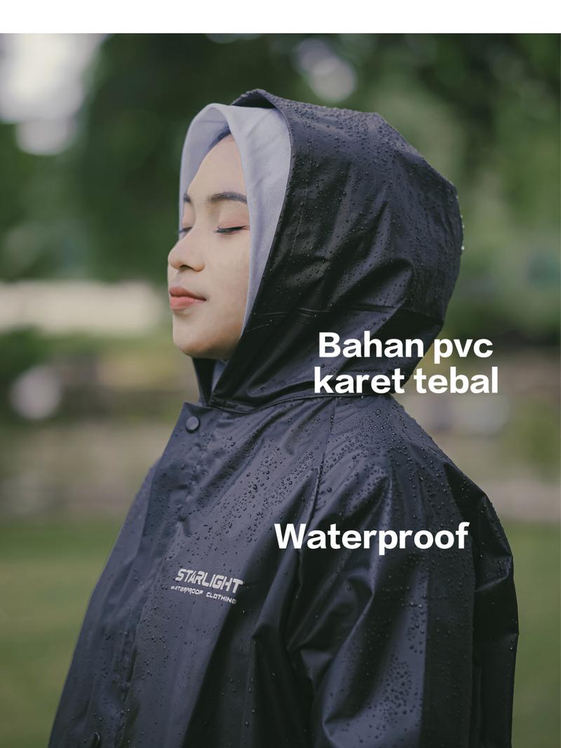 Product Introduction of Jas Hujan Starlight Raincoat Tipe Ponco/Kelawar PVC Anti Robek dengan Kancing Knop Ganda 6