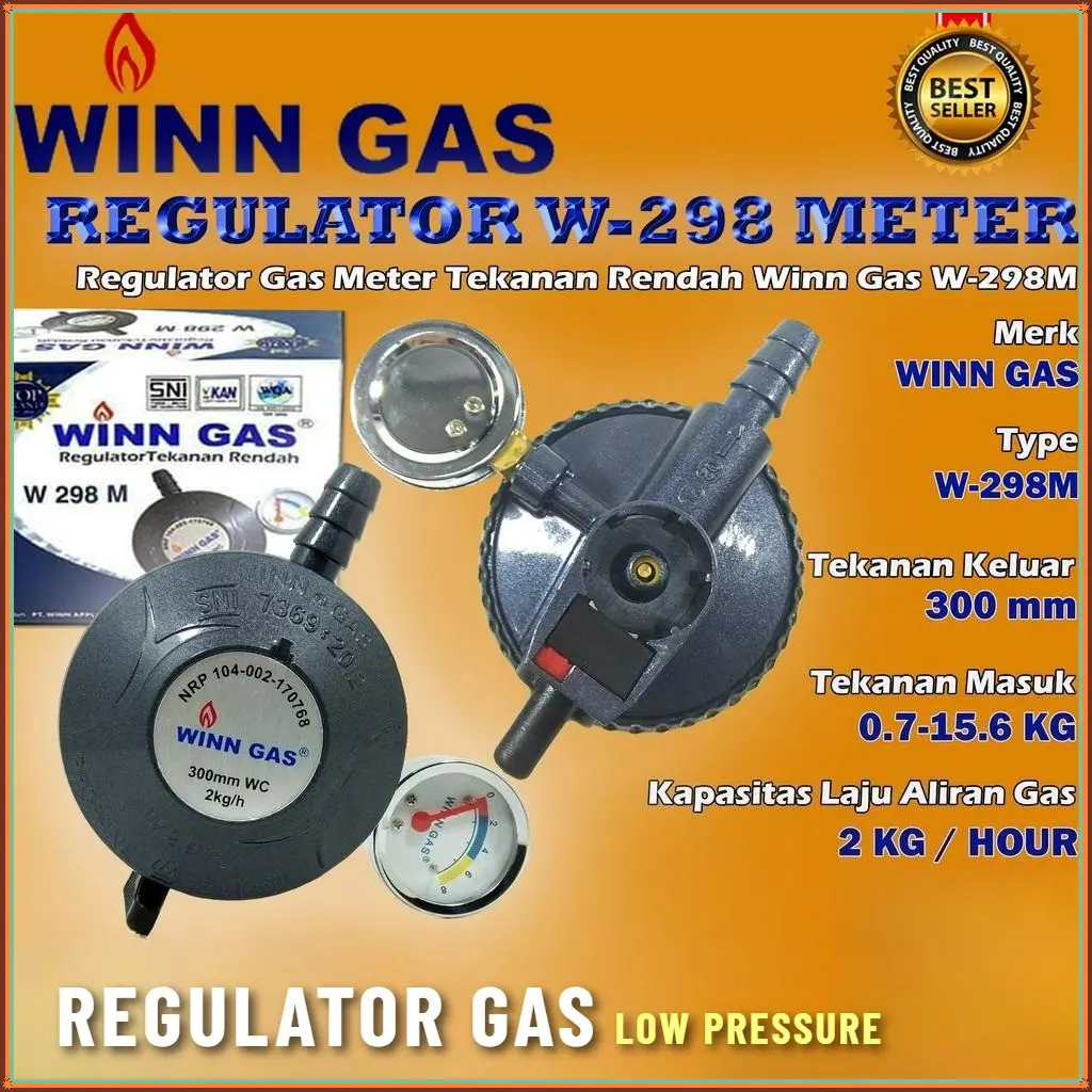 REGULATOR GAS METER  LPG 3 KG /  GAS 12 KG TEKANAN RENDAH WINN GAS W-298 LOW PRESSURE ANTI BOCOR