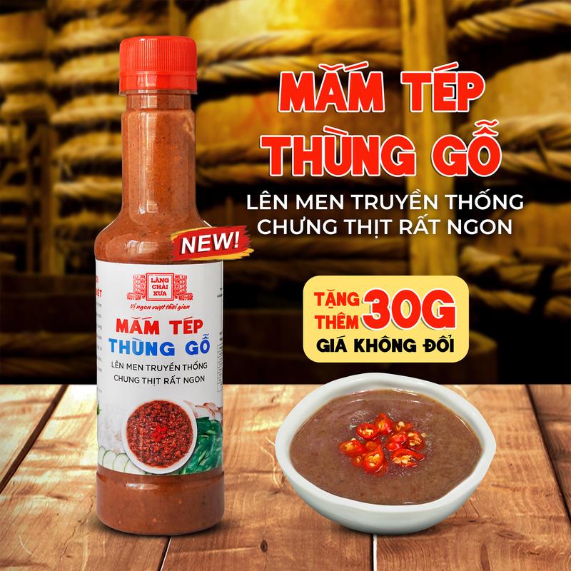 Mắm tép thùng gỗ Làng Chài Xưa chưng thịt rất ngon, lên men truyền thống chai…