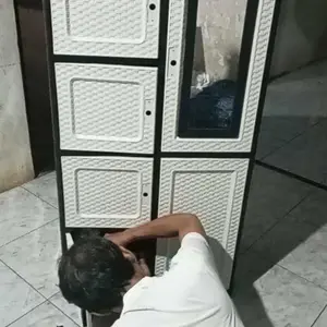 LEMARI PLASTIK TABITHA STORIA LEMARI PAKAIAN KUNCI KACA PUTIH 4 SUSUN