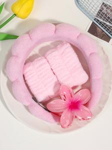 Set de 4 piezas de accesorios para el cabello en rosa y azul, banda versátil en negro y morado, clip de bauhinia en color gradiente, banda de muñeca para baño, regalo para mujeres en Navidad y regreso a clases.