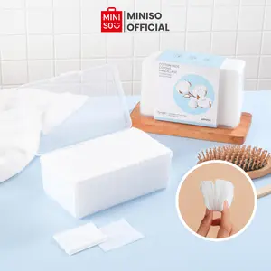 MINISO Facial Cotton Pads 75pcs Tebal + 400pcs Tipis Kapas Pembersih Makeup Make Up Bantalan Kapas Kotak Kapas Pembersih Wajah Kapas Kecantikan