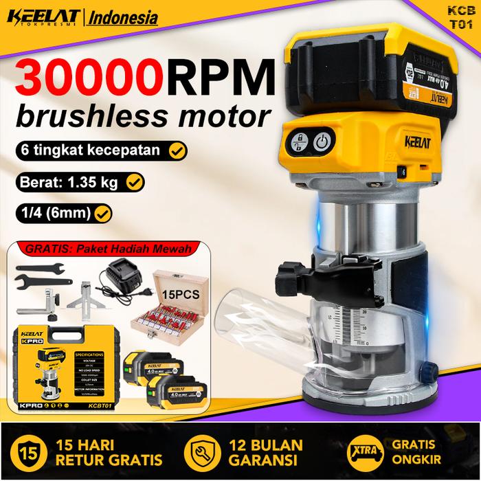 Promo KEELAT-KCBT01 Brushless Mesin Profil Router Laminate Trimmer ...