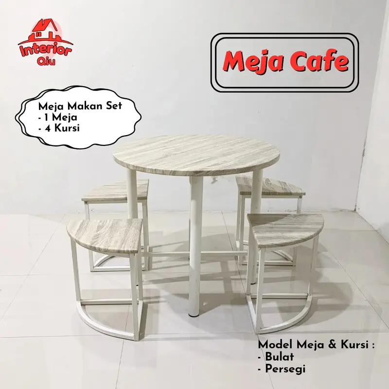 Interior Qiu Meja Makan Set Minimalis Meja Cafe Modern 4 Kursi 0